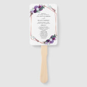 パープルフローラモダン植物学結婚式 プログラム ハンドファン (正面)