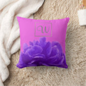 パープルフローラモノグラムイニシャル クッション (ブランケット)