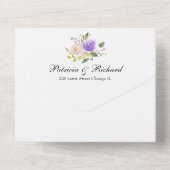 パープルフローラモノグラムエレガントな結婚式 オールインワン招待状 (裏面)