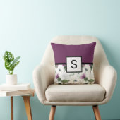 パープルフローラモノグラム装飾用クッション クッション (椅子)