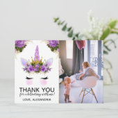 パープルフローラユニコーンプリンセスありがとう 招待状 (スタンド正面)