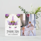 パープルフローラユニコーンプリンセスありがとう 招待状 (スタンド正面)