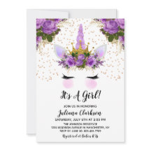 パープルフローラユニコーンプリンセスベビーシャワー