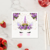 パープルフローラユニコーンプリンセス スタンダードカクテルナプキン (インサイチュ)