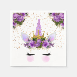 パープルフローラユニコーンプリンセス スタンダードカクテルナプキン
