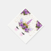 パープルフローラユニコーンプリンセス スタンダードカクテルナプキン (角)