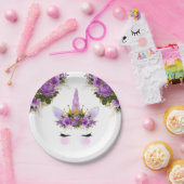 パープルフローラユニコーンプリンセス ペーパープレート (パーティー)