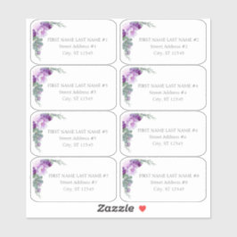 パープルフローラユーカリ結婚プスゲストアドレス シール