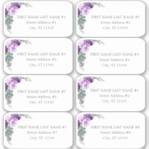 パープルフローラユーカリ結婚プスゲストアドレス シール