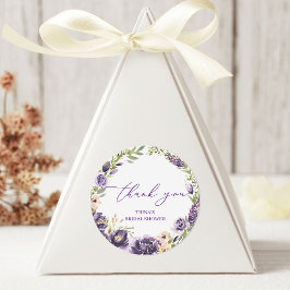 パープルフローララウンドフェイスステッカー ラウンドシール