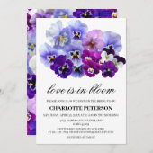 パープルフローララブイズイン開花ブライダルシャワー 招待状 (正面/裏面)