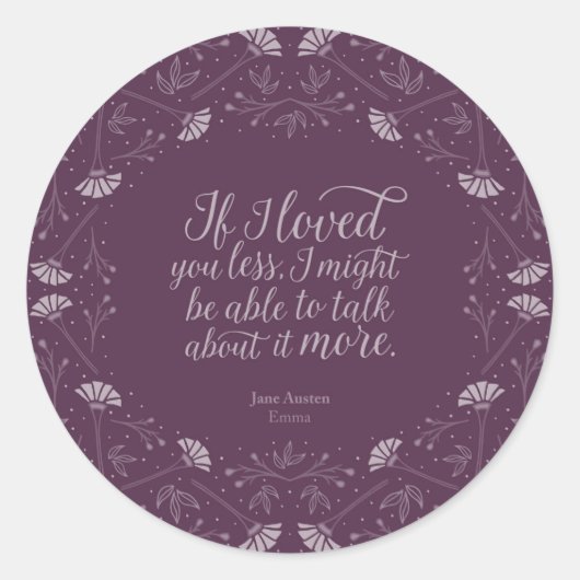 パープルフローララブ引用文エマジェーンオースティン ラウンドシール (正面)