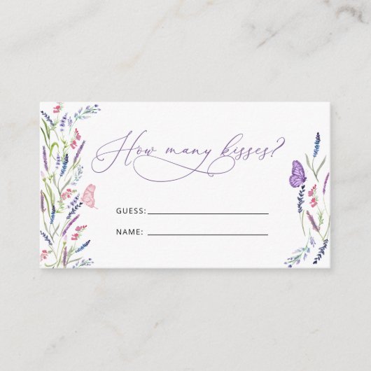 パープルフローララベンダーどのように多くのキスゲーム エンクロージャーカード (正面)