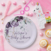 パープルフローララベンダーエレガントベビーシャワー ペーパープレート (パーティー)