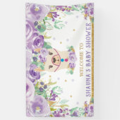 パープルフローララマベビーシャワーウェルカムバックドロップ 横断幕 (縦)