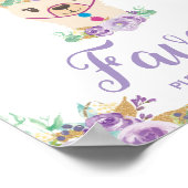 パープルフローララマ赤ちゃんシャワー誕生日の好意 ポスター (角)