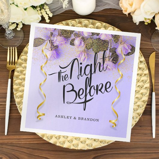 パープルフローラリハーサルの前の夜 スタンダードカクテルナプキン