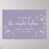 パープルフローラリハーサルディナーウェルカム ポスター (正面)