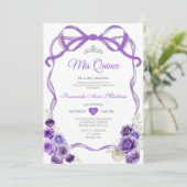 パープルフローラリボン銀クラウンミンス 招待状 (スタンド正面)