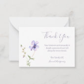 パープルフローラリリー悔やみや弔慰サンキューカード ノートカード (正面)