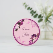 パープルフローラリングや輪ウェディングRSVPカード (スタンド正面)