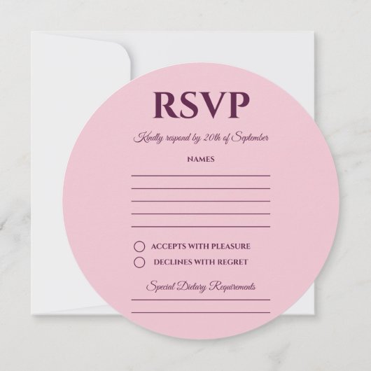 パープルフローラリングや輪ウェディングRSVPカード (裏面)