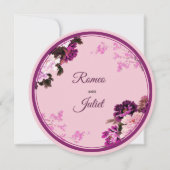 パープルフローラリングや輪ウェディングRSVPカード (正面)