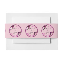 パープルフローラリングや輪結婚式招待状ベリーバンド 招待状ベリーバンド