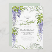 パープルフローラリージェンシーブライダルシャワー招待 招待状 (正面/裏面)
