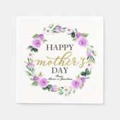 パープルフローラリースハッピーマザーズの日 スタンダードカクテルナプキン (正面)