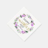 パープルフローラリースハッピーマザーズの日 スタンダードカクテルナプキン (角)