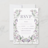パープルフローラリースボヘ結婚ミアン 出欠カード (正面)