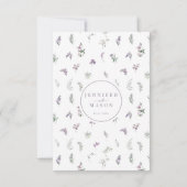 パープルフローラリースボヘ結婚ミアン 出欠カード (裏面)