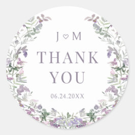 パープルフローラリースボホ庭園の結婚式感謝していユー ラウンドシール