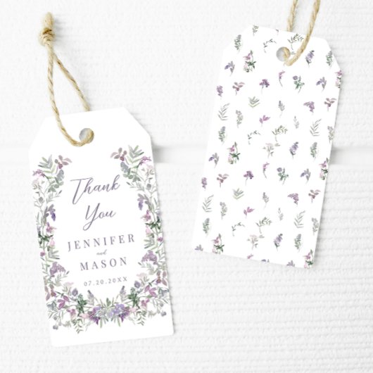 パープルフローラリース結婚ボホ感謝していのあなた ギフトタグ