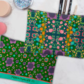 パープルフローラルパターユニークンカスタムアクセサリーバッグ アクセサリーポーチ