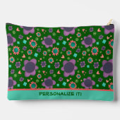 パープルフローラルパターユニークンカスタムアクセサリーバッグ アクセサリーポーチ (裏面)