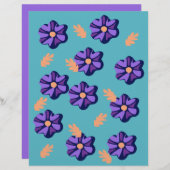 パープルフローラルパターンスクラップブック紙 (正面/裏面)