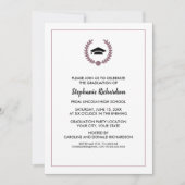 パープルフローラルパターン卒業パーティー 招待状 (正面)