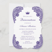 パープルフローラレースキンセアニラ15誕生日 招待状 (正面)