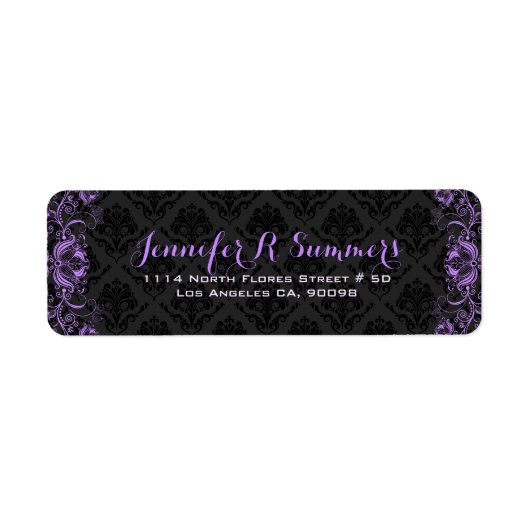 パープルフローラレースブラックダマスク ラベル (正面)