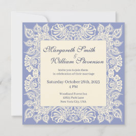 パープルフローラレース結婚式招待状 招待状