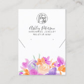 パープルフローラロゴジュエリーイヤリングネックレス 名刺 (正面)