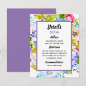 パープルフローラロマン結婚ティック詳細 エンクロージャーカード (正面/裏面)