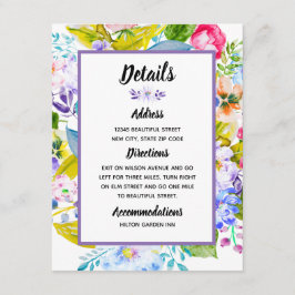 パープルフローラロマン結婚ティック詳細 エンクロージャーカード