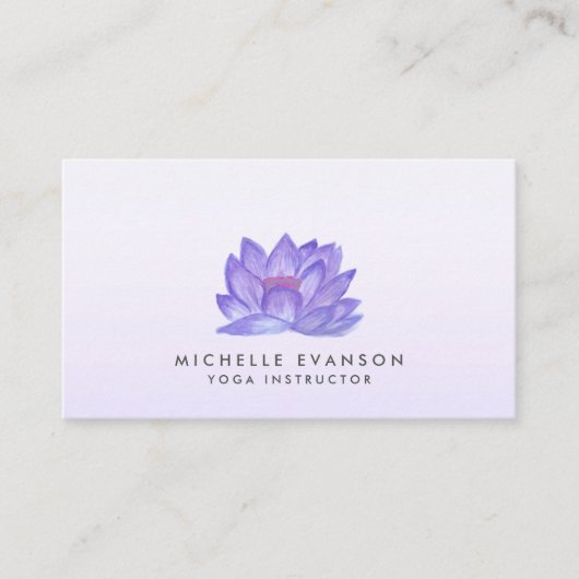 パープルフローラロータスエレガントヨガインストラクター 名刺 (正面)