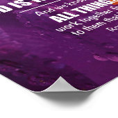 パープルフローラローマ8:28クリスチャン ポスター (角)