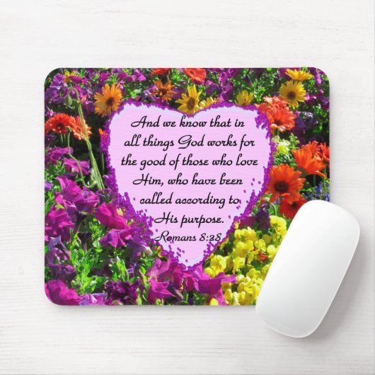 パープルフローラローマ8:28写真デザイン マウスパッド (マウス)