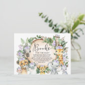 パープルフローラワイルドジャングルサファリブブックベビー エンクロージャーカード (スタンド正面)