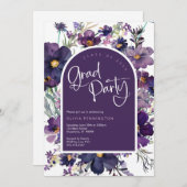 パープルフローラワイルドフラワーズグラードパーティの招待状 招待状 (正面/裏面)
